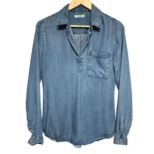 Karlie Chambray Tencel Popover Top Womens S Lightweight Casual Shirt Lightweight